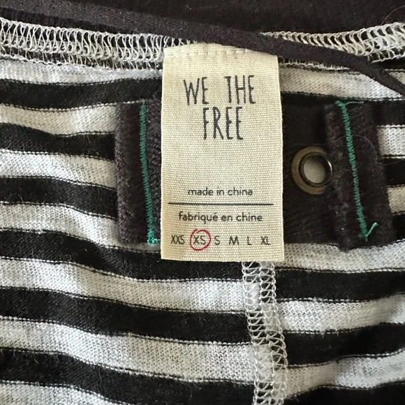 We The Free Black and White Striped V-Neck Tee - Picture 2 of 4